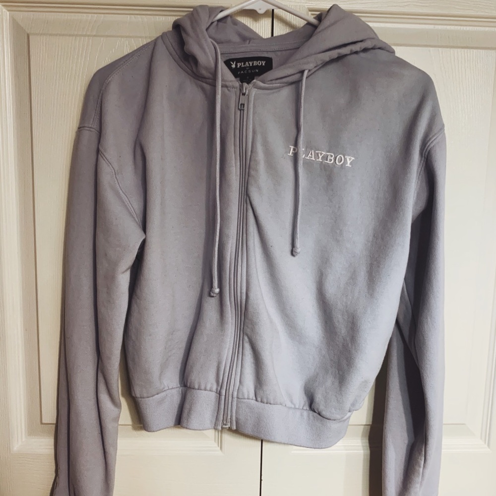 LIGHT PURPLE CROPPED PLAYBOY ZIP UP
